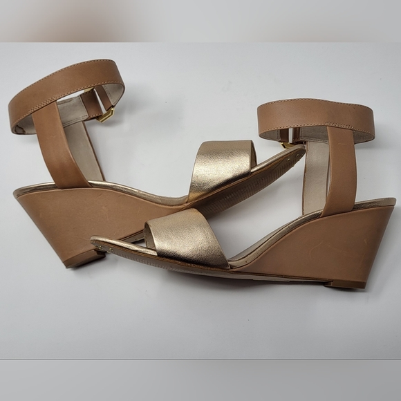 Louise et Cie Ankle Strap Sandle Wedge Shoes 8.5M Fawn/Tan Leather Upper/Lining - Picture 4 of 14